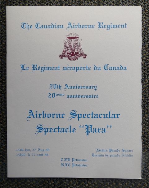 Image for THE CANADIAN AIRBORNE REGIMENT 20th ANNIVERSARY AIRBORNE SPECTACULAR / LE REGIMENT AEROPORTE DU CANADA 20ieme ANNIVERSAIRE SPECTACLE "PARA".