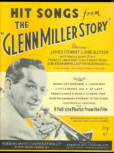 Image for HIT SONGS FROM THE "GLENN MILLER STORY".  STARRING JAMES STEWART & JUNE ALLYSON WITH FAMOUS GUEST STARS FRANCES LANGFORD, LOUIS ARMSTRONG, GENE KRUPA, BEN POLLACK, THE MODERNAIRES, ETC.