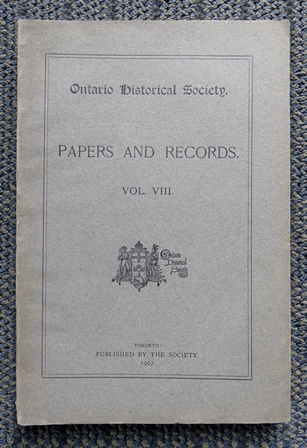 Image for ONTARIO HISTORICAL SOCIETY.  PAPERS AND RECORDS.  VOL.VIII.