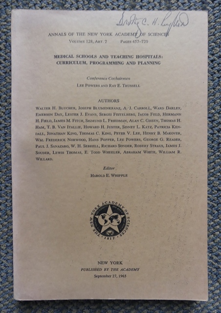 Image for MEDICAL SCHOOLS AND TEACHING HOSPITALS:  CURRICULUM, PROGRAMMING AND PLANNING.  ANNALS OF THE NEW YORK ACADEMY OF SCIENCES.  VOLUME 128, ART. 2.